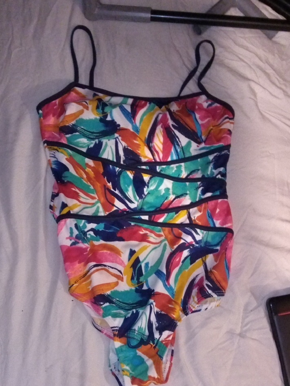 Women’s Multicolor One-Piece Swimsuit - Floral Brushstroke Print